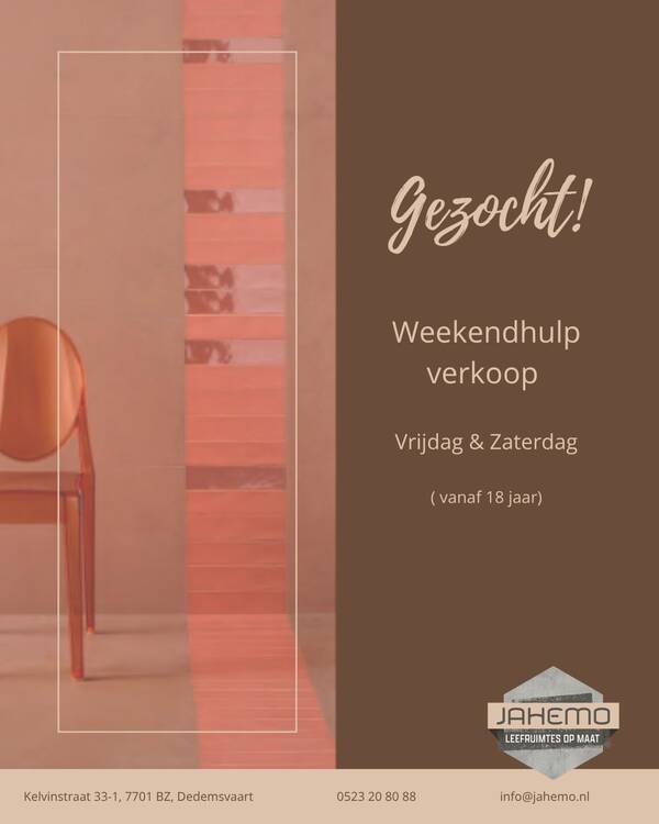 Weekendhulp Gezocht bij Jahemo!