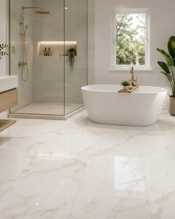 Hoogglans Vloertegel Luxury Calacatta Goud